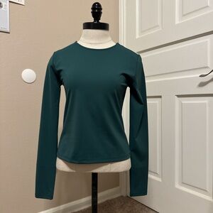 Forever 21 Women's Long Sleeve Crew Top - Teal Green